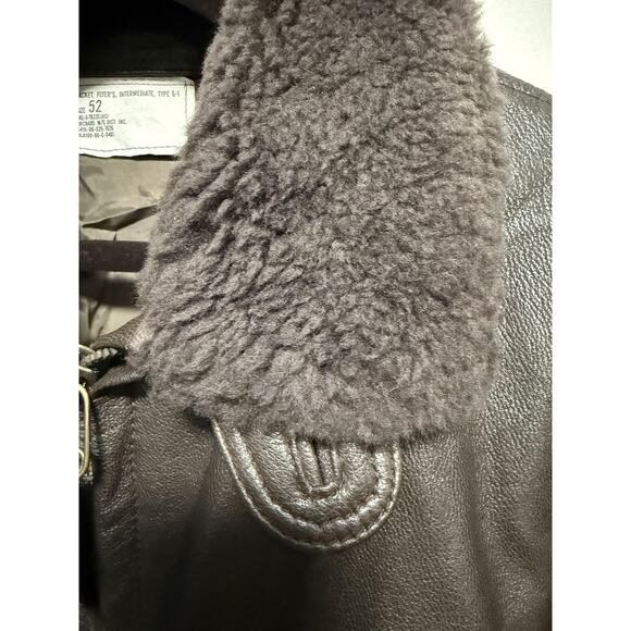 Vintage US Navy G-1 Flight Jacket Mens 52 Brown Leather Mouton Collar Bomber 80s - Picture 6 of 16